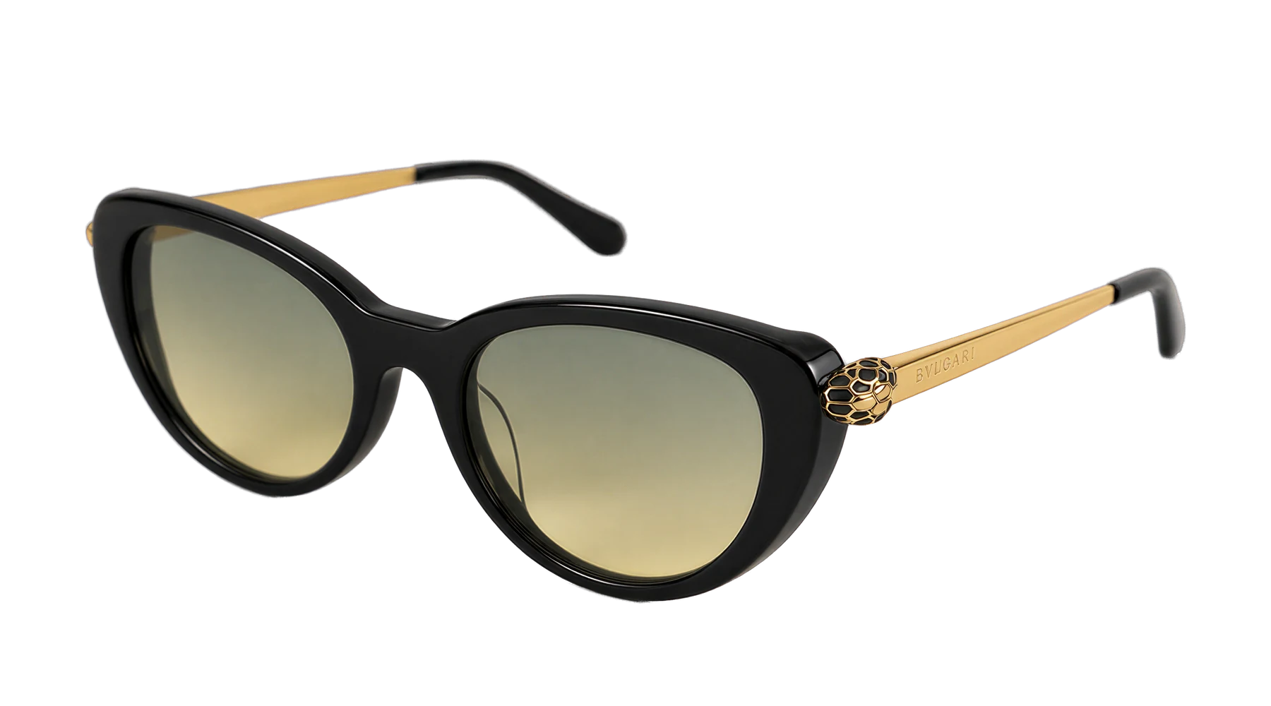 BV40067I 001 Sunglasses Black / Gold / Green — Angle