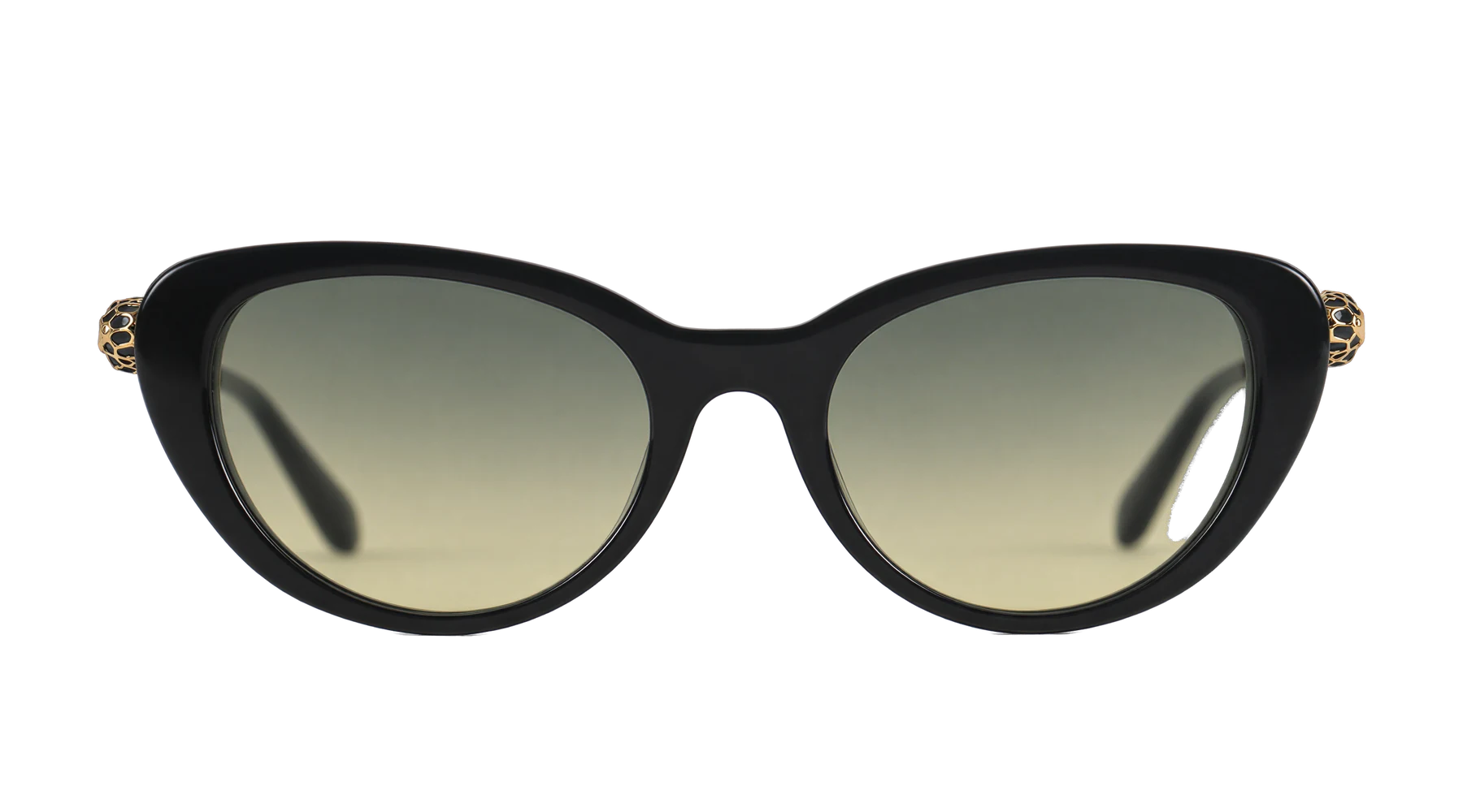 BV40067I 001 Sunglasses Black / Gold / Green — Front